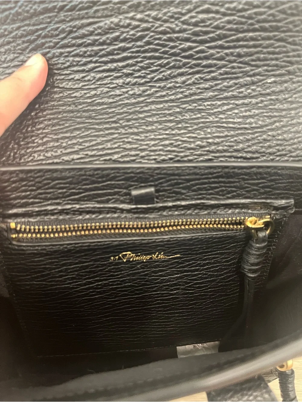 3.1 Phillip Lim Black Leather Mini Satchel with Gold Hardware